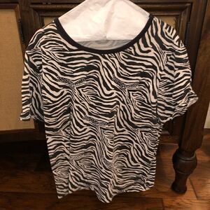 Plus size zebra print with beading top